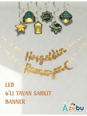 LED Işıklı Ramazan Hoşgeldin Yazısı Tavan Süsü Seti