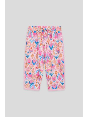 GB Baby Bg Store Kız Bebek Desenli Pantolon Pembe Renk Krep Kumaş Normal Kesim Lastikli Bel