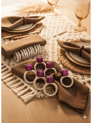 6’lı Fiyonk Süslemeli Dekoratif Peçete Yüzüğü, Ramazan Sofra Şıklığı