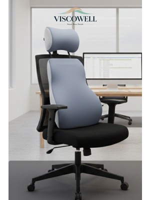 Viscowell Visco Ortopedik Ofis Koltuk Sırt Bel Destek Minderi Boyun Destek Yastığı Seti