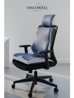 Viscowell Visco Ergonomik Ofis Koltuk Minder Seti %100 Visco Koksiks Minder Sırt Bel Minderi Araç Boyun Yastığı