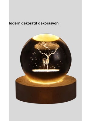 Astraltech USB Bağlantılı Geyik Temalı Kristal Küre Premium Masa Gece Lambası