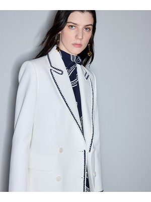 İpekyol Kontrast şeritli kruvaze blazer IS1260106011002