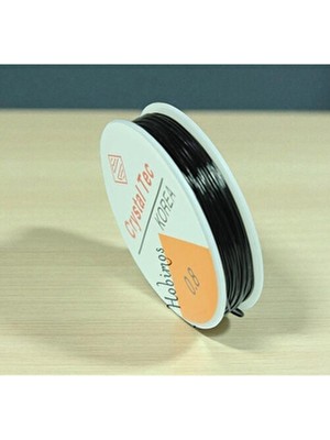 Hobimos 0,8 mm Siyah Esnek Lastik Misina - Kolye ve Bileklik İpi İçin Dayanıklı Siyah Renk