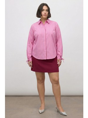 Myline Bağcıklı Kol Detaylı Çizgili Gömlek