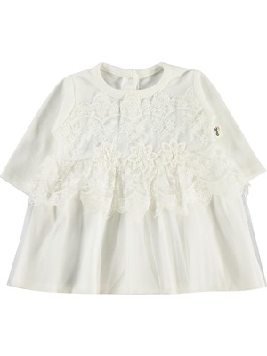 Civil Baby Fırfır Tüllü 3-12 Ay Elbise - Ekru 3-6 Ay