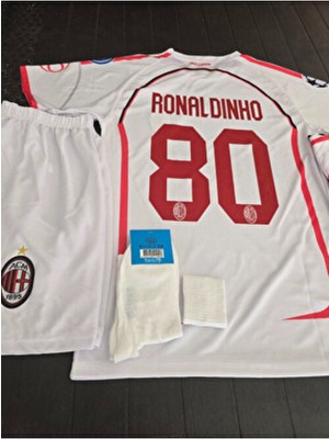 Alaturka Mix Milan 2006 Ronaldinho 80 Beyaz Çocuk Taraftar Forması 4 Lü Set