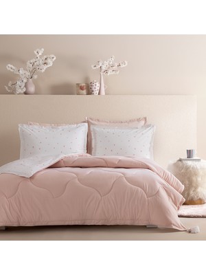 Puffy Brera Çift Kişilik Kadife Uyku Seti - Pudra