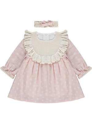 Lüks Kumru Tekstil Lüks Kumru Roba Fistolu Bandanalı 6-18 Ay Elbise - Pembe 18-24 Ay