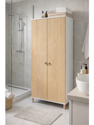 Peka 2 Kapaklı 5 Raflı Banyo Dolabı – Çok Amaçlı Dolap