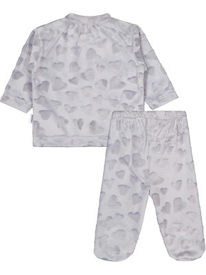 Albimini Kız Ayı Tavşan Nakış Patikli 2li Pijama Takım 1-6 Ay - Gri 6-9 Ay