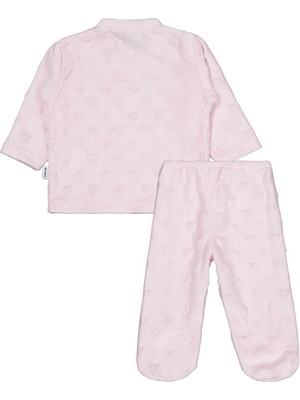 Albimini Kız Ayı Tavşan Nakış Patikli 2li Pijama Takım 1-6 Ay - Pembe 3-6 Ay