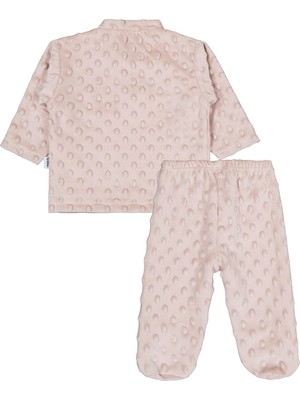 Albimini Kız Ayı Tavşan Nakış Patikli 2li Pijama Takım 1-6 Ay - Kahve 6-9 Ay