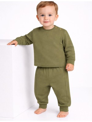 Organickid Mix Bebek Haki Eşofman Takımı