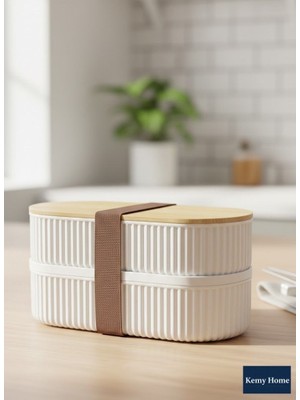 Kemy Home 2’li Çizgili Dikdörtgen Saklama Kabı Seti  Dondurucu Uyumlu