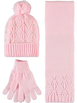 Civil Girls Garson 10-13 Yaş Atkı Bere Eldiven Set - Pembe Standart