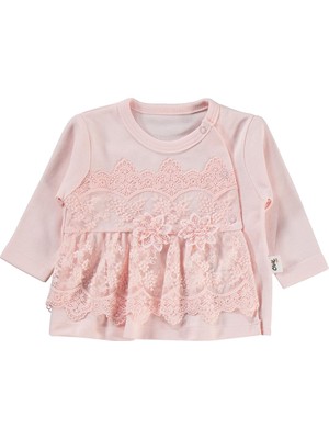 Civil Baby Fırfır Tüllü 1-9 Ay Pijama Takımı - Pudra 6-9 Ay