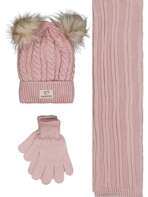 Civil Girls 6-9 Yaş Atkı Bere Eldiven Set - Pembe Standart