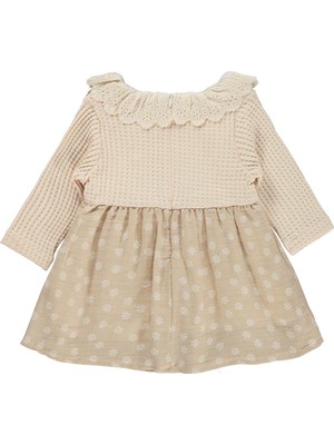 Lüks Kumru Tekstil Lüks Kumru Süs Bolerolu Bandanalı 6-18 Ay Elbise - Bej 6-9 Ay