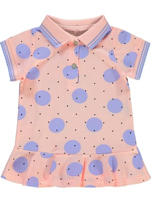 Kumru Puantiye Nokta Baskılı 6-18 Ay Elbise - Pudra 9-12 Ay