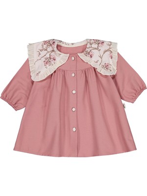 Civil Baby Çiçek Baskı Yakalı 6-18 Ay Elbise - Pudra 18-24 Ay