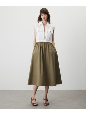 Miss İpekyol Colorblock Çift Parça Görünüm Elbise IS1260002164018