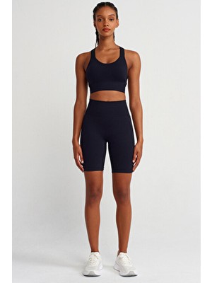 Toparlayıcı Biker Şort Siyah