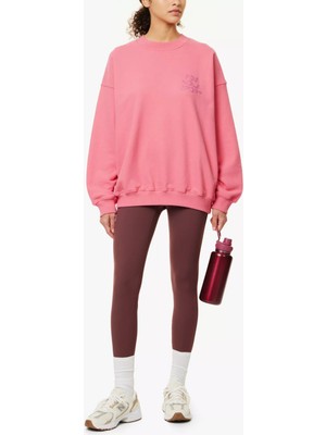 Adanola Oversized Brand Print Organic-Cotton Pink Sweatshirt