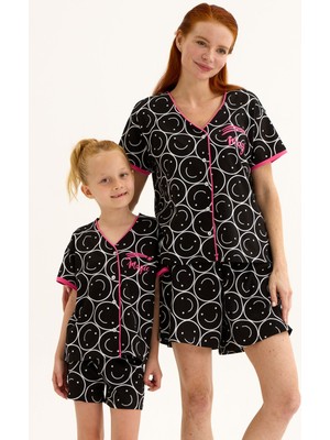 Lilian L40272 Smıley Stars Şort Takımı Anne Kız Pijama Takımı.ayrı Ayrı Satılır Fiyatlar Farklıdır
