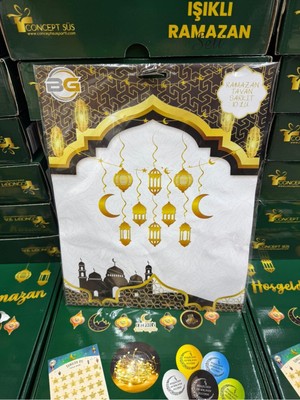 Ramazan Temalı Asma Süsleme Seti, Hoşgeldin Ramazan & 11 Ayın Sultanı Yazılı