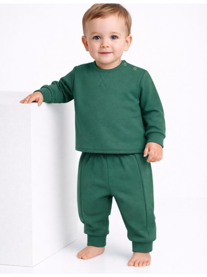 Organickid Mix Bebek Koyu Yeşil Eşofman Takımı