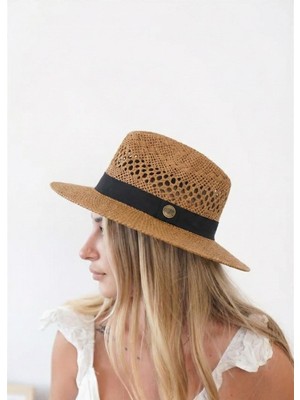 ZOE3tr Kadın MDRE Naturel Delikli Hava Alabilen Hasır Şapka