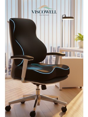 Viscowell Oto Araç Ofis Koltuk Sandalye Sırt Bel Destek Minderi ve Visco Oturma Minderi
