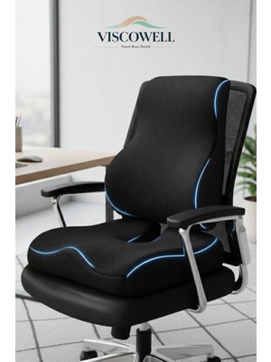 Viscowell Visco Ortopedik Oturma ve Bel Destek Minderi Seti Koksiks Minderi Sırt Bel Destek Yastığı