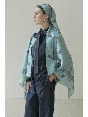 Jolamier Gök Mavi Neris Yün Ipek Şal