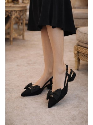 ModaOnn Kadın  Gold Aksesuar Detaylı Fiyonklu Topuklu Ayakkabı