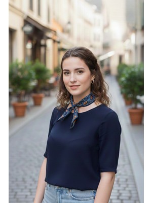 Walkenzo Çiçek Desenli Özel Tasarım Çanta Bileklik Saç Çok Amaçlı Kadın Fular