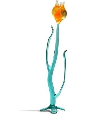 Lale Turuncu Renk Cam Sanatı El Yapımı