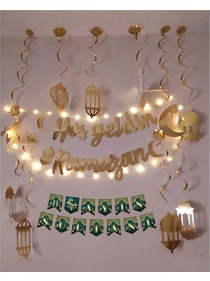 10'lu Tavan Süs ve Ramazan Hoşgeldin Banner ile Ev Dekoru Seti