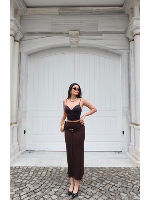 Kechi Woman Dalgıç Kumaş Aksesuarlı Kalem Etek