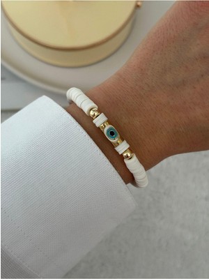 Hercy Nazar Boncuklu Beyaz Fimo Bileklik