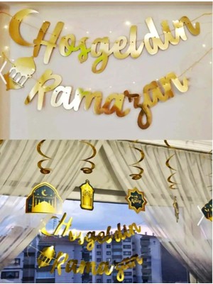 LED Işıklı Hoşgeldin Ramazan Yazısı Tavan Süsü, Ramazan Bayramı Süs Seti
