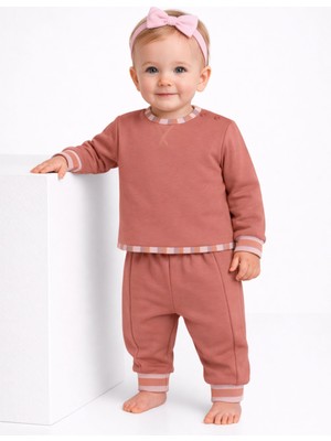 Organickid Mix Kız Bebek Somon Eşofman Takımı