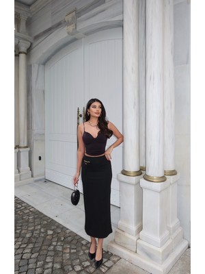 Kechi Woman Dalgıç Kumaş Aksesuarlı Kalem Etek