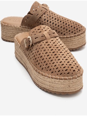 Luvi Louıs Toprak Süet Hakiki Deri Burnu Kapalı Hasır Dolgu Taban Terlik