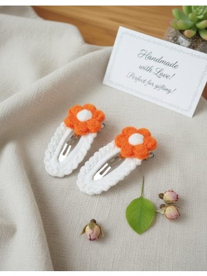 Veyla Style El Yapımı El Örgüsü Çiçek Model Çıtçıt Saç Tokası 2'li