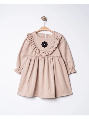 Joy Kids Papatya Aksesuarlı Gabardin Kumaş Elbise (6-24 Ay)