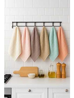 Mela Home Piramit Desen 30*50 cm 6'lı Mutfak Havlusu - Çeyiz - El ve Yüz Havlusu - Kurulama Bezi %100 Pamuk