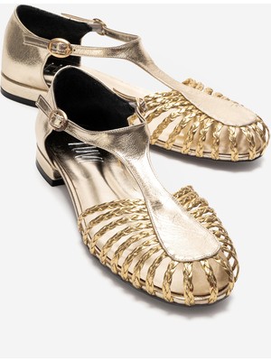 Luvi Onos Altın Örgü Detaylı Kadın Sandalet