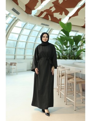 Nisum Moda Dokulu Kuşaklı Modal Elbise